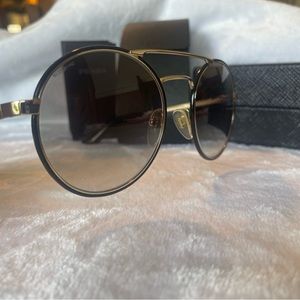PRADA Round Sunglasses PR51SS Sunglasses Black Silver